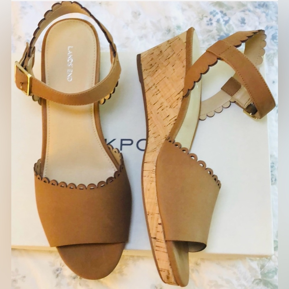 Lands’ End Scalloped Wedge Heel Sandals